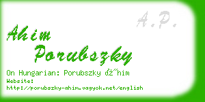 ahim porubszky business card